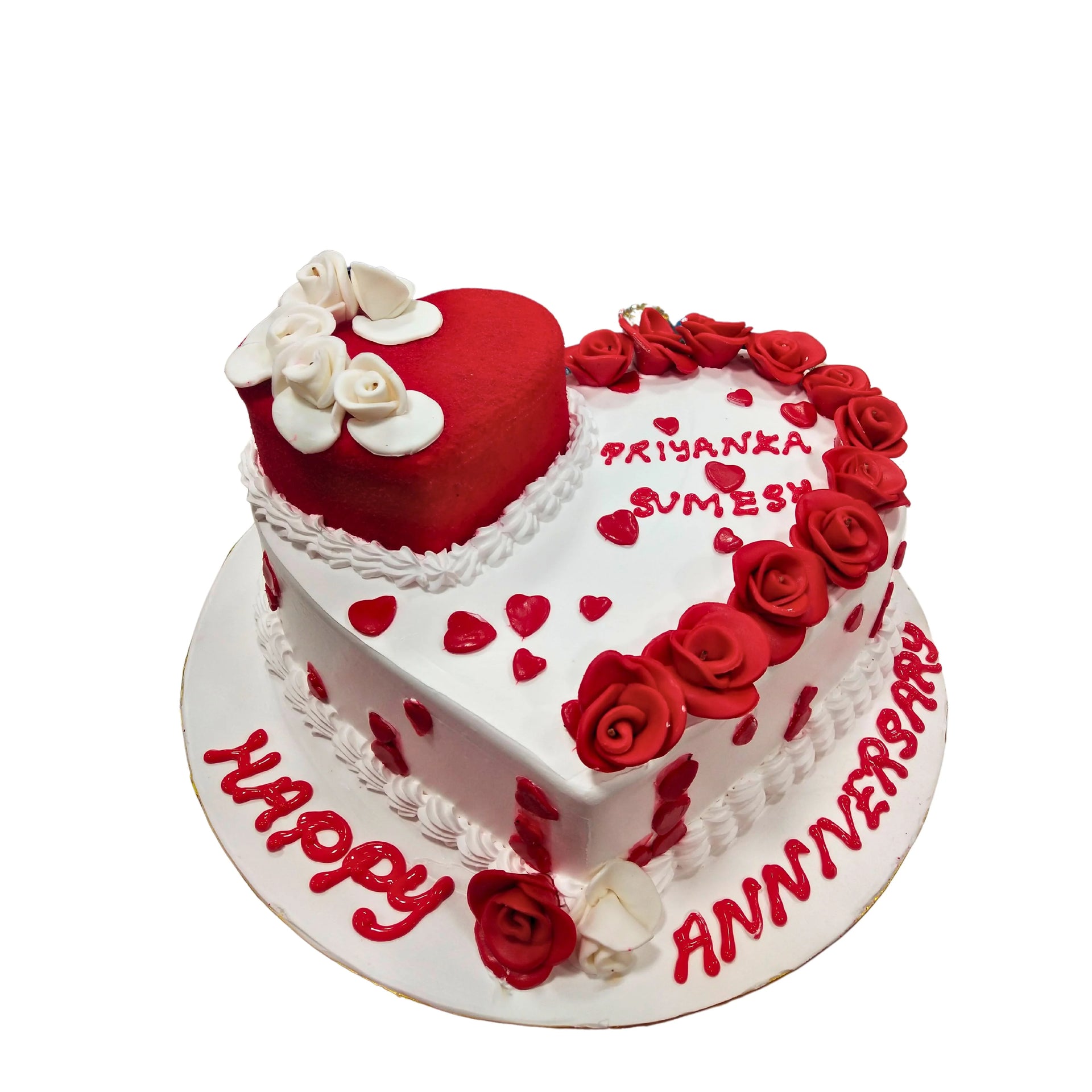 White & Red Anniversary Cake