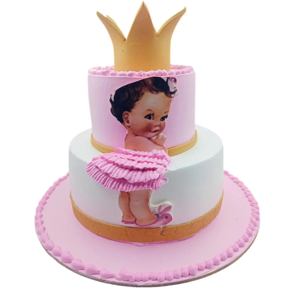 2 Tier Baby Crown Cake