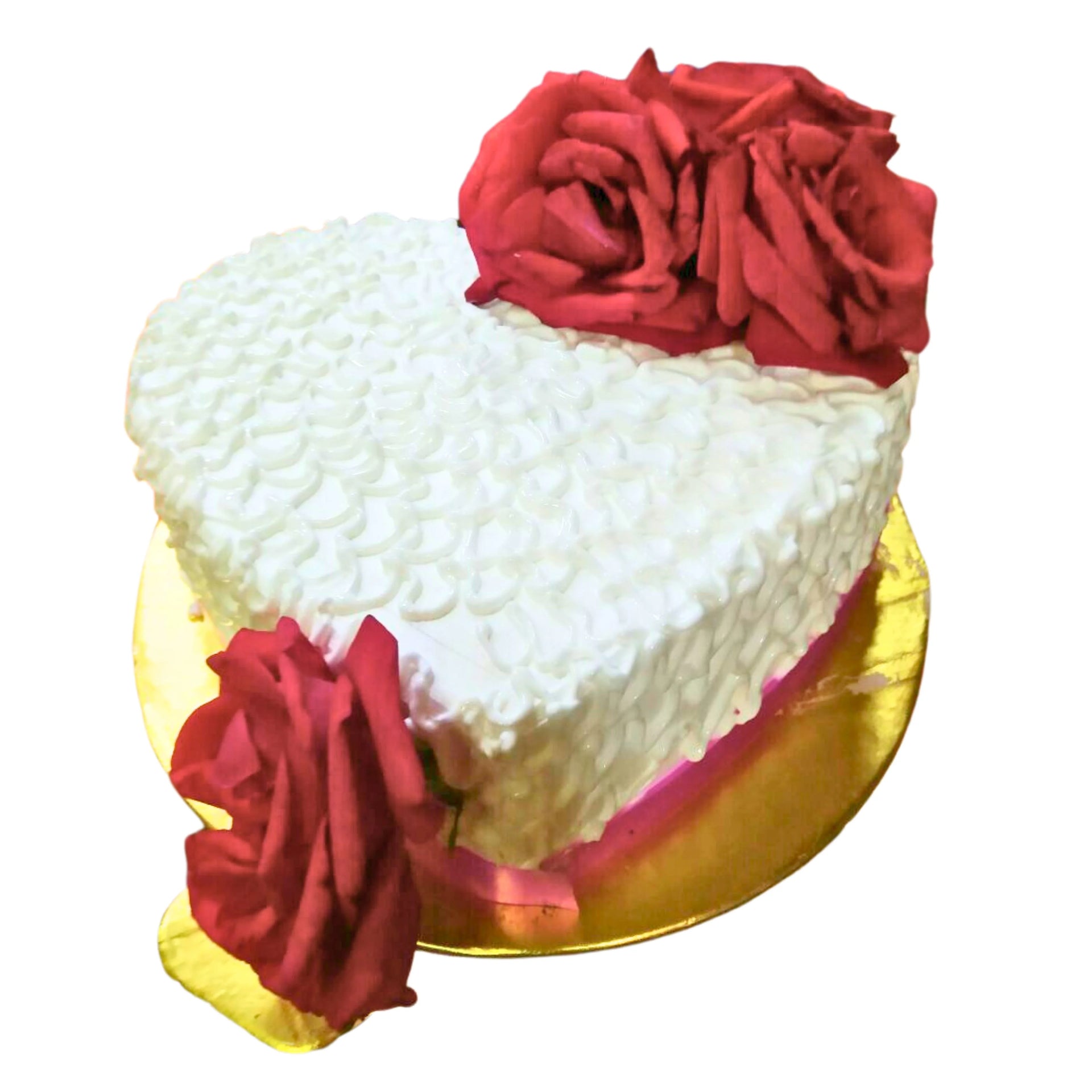 Heart Shaped Cake With Real Roses