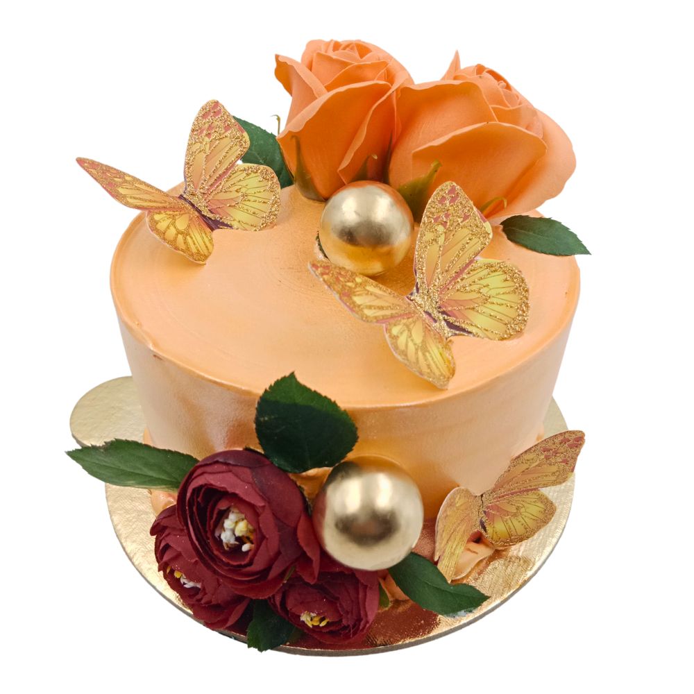 Beautiful Orange Rose Cake