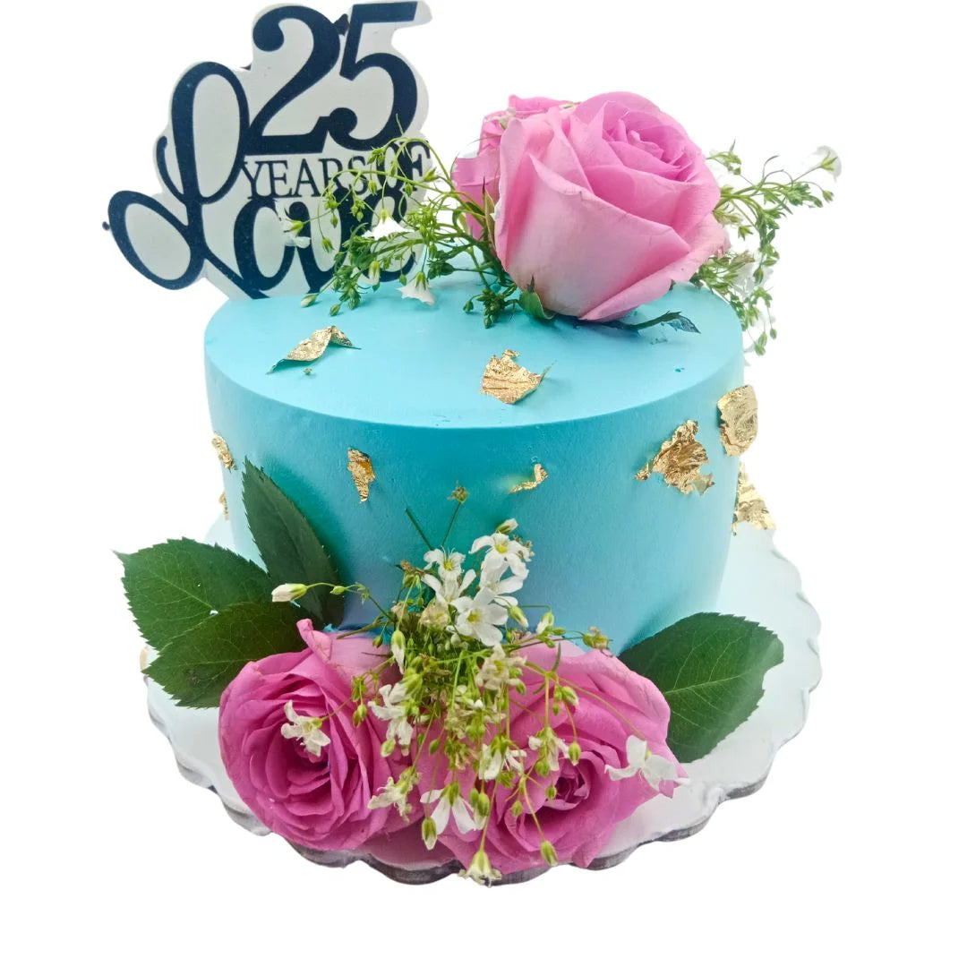 25 years of love Wedding Anniversary Cake